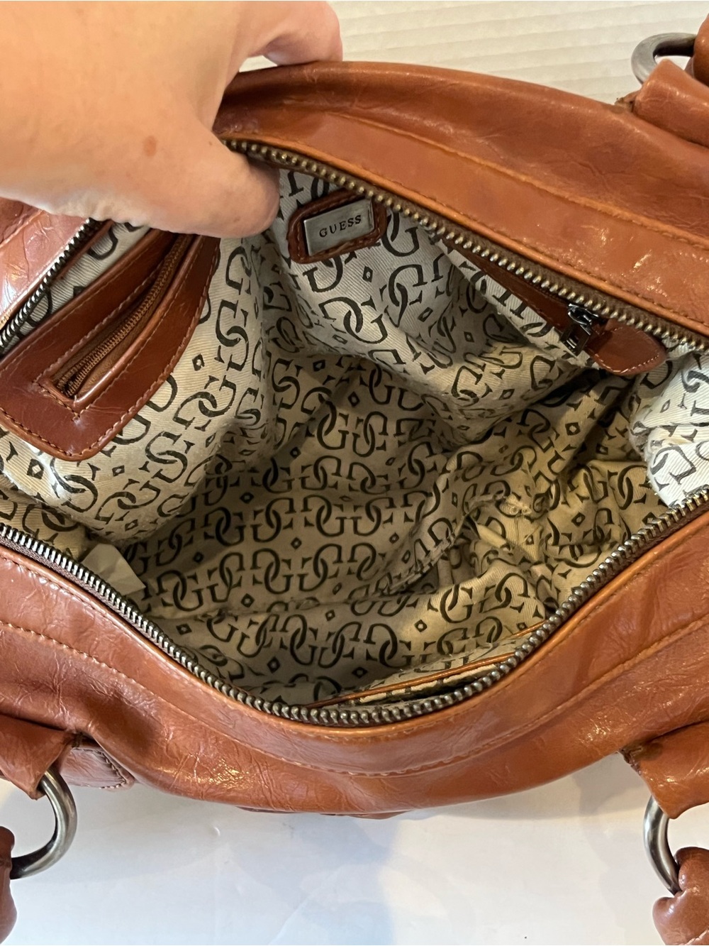 Vintage Y2K GUESS Brown Embroidered Studded Shoulder Satchel Bag - Picture 14 of 16